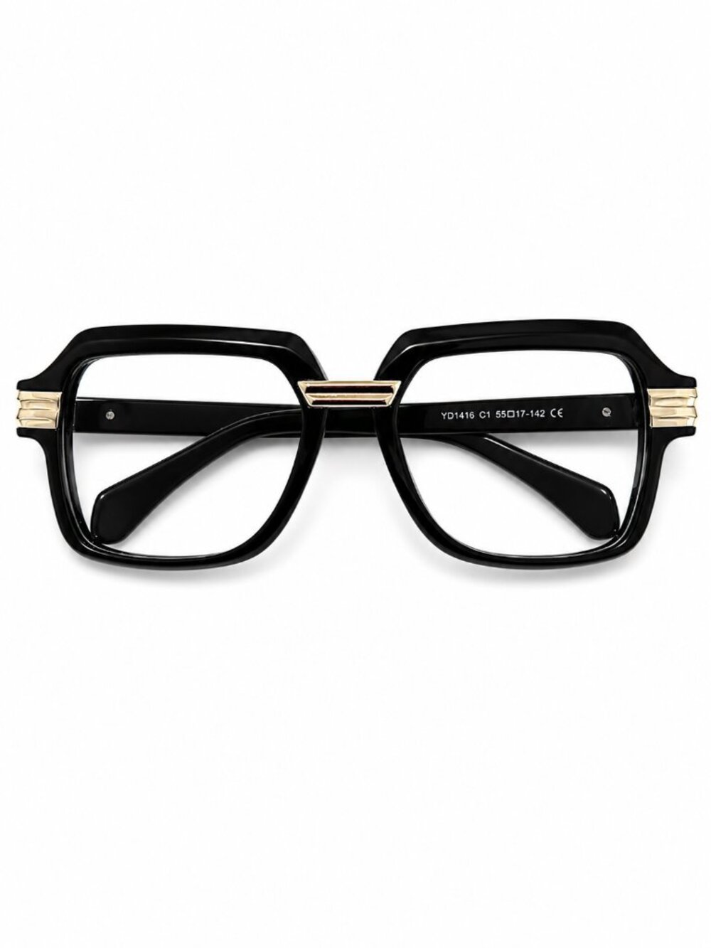 Black and Gold Geometric 55-17-142 Eyeglass Frames - Picture 2 of 10